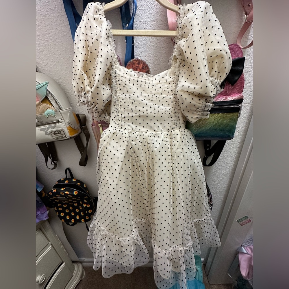 Joyfolie GLENN DRESS IN CREAM BLACK DOT